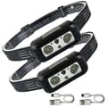 2025 Oppladbar Sensor Hodelykt, 2-pakning 1200 Lumen Supersterk Hvit LED Hodelykt Lommelykt, 3 Moduser, Bevegelsessensor, Vanntett, For A[YJD]