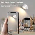 Miniatyrbillede 2 af 3: Indendørs væglampe, væglampe med USB-opladning, 3 farver og 3 niveauer LED indendørs 360° roterbar touch-kontrol trådløs væglamper