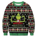 Dam Herr Par Jul Ful Jumper Tröja Grinch Tryck Rund Hals Pullover Tröja Långärmad Grön Monster A L