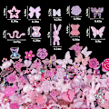 Miniatyrbild 3 av 5: 100 Stycken 3D Resin Fjäril Björnar Nagelberlocker Rosblommor Persika Klänning Rosett Hjort Orm Kanin Djurformade Strass P【】