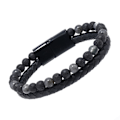 Miniatyrbild 4 av 5: (Grey Volcanic Stone Beads) 23cm Men's Bracelet with Detachable Stainless Steel Magnetic Clasp for Easy Length Adjustment