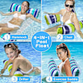 Miniatyrbild 3 av 5: 2-pack Vattenhängmatta Uppblåsbar Poolhängmatta Stol, 4 i 1 Flytande Lättviktsstol Uppblåsbar Madrass, Bärbar (Blå & Grön)