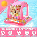 Miniatyrbild 4 av 4: Baby Badring Uppblåsbar Pool Badring Med UPF 50+ Solskyddstak För Barn I Åldern 3-36 Månader Kul I Vattnet rosa Med 3 klockor