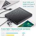 Pikkukuva 3 / 4: Ulkoinen CD DVD -asema Windows 11 10 -kannettavalle, USB 3.0 ja Type-C Kannettava CD DVD +/-RW ROM-asema