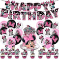 Minnie Mouse Børnefødselsdag Dekorationer Tilbehør Banner Balloner Kagepynt Sæt