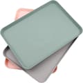 3-pack Plastserveringsbrickor, Plastbrickor, Små Rektangulära Brickor för Kök, Matsal, Café, (Rosa, Grå, Grågrön)