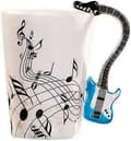 8,5 oz Kreativ Musikmugg Fiolstil Gitarr Keramisk Mugg Kaffe Te Mjölk Stave Koppar med Handtag Kaffemuggar Nyhetspresenter (Blå Elgitarr)