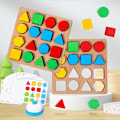 Miniatyrbillede 1 af 2: Geometriske form matchende byggeklodser af træ duet spil Tidlig barndom børns forældre-barn interaktivt desktop pædagogisk legetøj