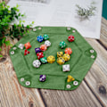 Miniatyrbild 4 av 5: 2 stycken tärningsbrickor hexagon tärningsfällbar bricka PU läder sammetshållare bricka för RPG DND och andra brädspel (grön, kamel)