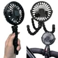 Flexible Stroller Fan - Portable Fan with Battery, Rechargeable with 3 Speeds, for Stroller, Bed or Office black