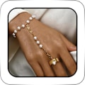 Miniatyrbillede 1 af 4: Ring Armbånd Håndkæde Perle Finger Ring Armbånd Guld Slave Hånd Sele Armbånd Mode Smykker Tilbehør til Kvinder