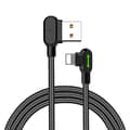McDodo CA-4679 Vinklad Lightning-kabel, LED, 2A, 3m, Svart Svart
