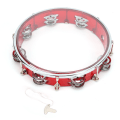 Miniatyrbillede 1 af 8: Tambourine Double Row Justerbar 10in Percussion Jingles Instrument for Party PerformanceRed
