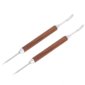 Miniatyrbilde 2 av 8: 2 stk. Kaffe Art Penn Trehåndtak Rustfritt Stål Kaffe Fancy Stitch Nål for DIY Dekorering