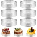 Set med 6 Tårtringar i Rostfritt Stål, 8 cm, Tårtringar, Tartelettringar, Perforerade Bakformar