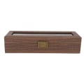Miniatyrbilde 6 av 8: 6 spor Klokke Oppbevaring Display Box Wood Grain PU Lær Låsbar Armbåndsur Beskyttelsesboks