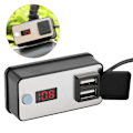 Miniatyrbilde 5 av 8: 12V Motorsykkel Dobbel USB-lader Digital Display Universal Vanntett Strømforsyning for Telefoner, Tablet, GPS
