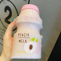Miniatyrbild 4 av 5: Bärbar barn dricksflaska med rem PC plast utomhus vattenkopp söt fruktmönster rosa 480ML