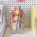 Miniatyrbild 3 av 5: Transparent pennhållare multifunktionell söt tecknad akryl sminkborste förvaringslåda för kontorsbord sminkbord Happy Bear