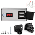 Miniatyrbilde 1 av 8: 12V Motorsykkel Dobbel USB-lader Digital Display Universal Vanntett Strømforsyning for Telefoner, Tablet, GPS
