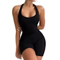 Miniatyrbillede 1 af 8: Dame Sport Jumpsuit Énstykke Tanktop Højtaljet Ærmeløs Bodysuit til Fitness Løb L Sort