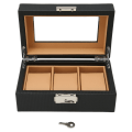 Miniatyrbillede 6 af 8: Ur Display Holder Stilfuld Light Luxury 3 Slots Låsbar Støvtæt Urkasse med Glasplade Sort