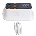 Miniatyrbild 1 av 8: USB Laddningsstation 8 Portar Laddningshub 40W USB3.0 Typ C LED-Display Kretskydd för Telefoner Surfplattor 100‑240V EU-kontakt