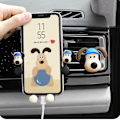 Miniatyrbild 6 av 8: Bilventilationstelefonhållare Stark Klämma Söt Universal Luftutlopp Navigationsställ för 4 till 7 tum Mobiltelefon Blå Hatt Hund