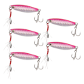 Miniatyrbilde 1 av 8: 5 stk 15g Metal Vib Hard Fiskebeten Jigging Fiskebeten Kunstige Hard Lure med Paljett Laser Fjærkrok Rosa