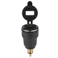 Miniatyrbilde 4 av 8: 12V-24V motorsykkel USB-port laderkontakt med LED-skjerm EU-plugg Svart