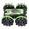 Miniatyrbild 8 av 8: 2.4G Amfibisk Fjärrstyrd Bil 360 Grader Roterande Vattentät RC Stuntbil Fordon Grön