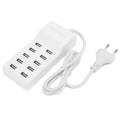 Miniatyrbillede 4 af 8: USB-opladningsstation 10-port vægstrømsmartlader til flere enheder EU-stik 100-240V