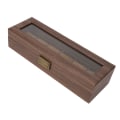 Miniatyrbilde 5 av 8: 6 spor Klokke Oppbevaring Display Box Wood Grain PU Lær Låsbar Armbåndsur Beskyttelsesboks