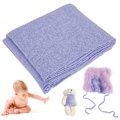 Miniatyrbild 8 av 8: 3-delad babyfotografering rekvisita hatt filt wrap leksak set kostym kläder för nyfödd spädbarn lila