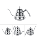 Miniatyrbillede 5 af 5: Bambus Led Design Rustfrit Stål Svanehals Kaffekande Drypkande Kaffemaskine Infusion (Sølv)