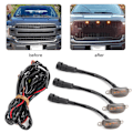 Miniatyrbillede 8 af 8: 3 stk. Bilgitterlys med Kabelbundt Høj Lysstyrke Passer til Ford F‑150 Raptor 2010‑2014 2017‑op Sort Linse Gult Lys