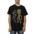 Miniatyrbilde 1 av 6: Guardians Of The Galaxy Gutter I Am Groot Scribble Bomulls T-skjorte Svart Black 9-11 Years