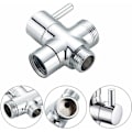 Miniatyrbild 4 av 4: FlkwoH G1/2 T-adapter med avledningsventil för vattenflödesomkoppling för badrum, 3-vägs dusch i polerat krom