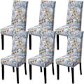 Pikkukuva 1 / 5: 4 kpl Joustavat ruokapöydän tuolinpäälliset lehtikuviolla, irrotettavat pestävät päälliset Leaf Pattern1 6