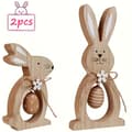 2-piece Wooden Table Decoration with Rabbit, Easter Eggs, and Flowers 2pcs