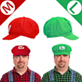 Pikkukuva 3 / 5: Super Mario Bros Mario ja Luigi Hatut Lippikset Viikset Käsineet Napit Cosplay Puku (JS)