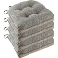 Miniatyrbilde 1 av 5: Sklisikre stolputer for spisestoler Sett med 4, 46*43*9cm sittepute med bånd light gray