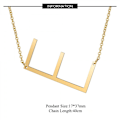 Miniatyrbild 2 av 3: Sidledes Block Initial Halsband med Bokstavshänge för Kvinnor --- E[ch]