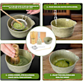 Miniatyrbillede 7 af 8: Keramisk tesæt, inklusive matchaskål, matcha piskerisholder og matchapiskeris, 5-delt sæt grøn[CH] green