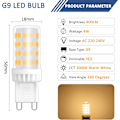 Miniatyrbillede 2 af 5: Dæmpbar G9 LED-pære, 4W svarende til 40W halogen, 480 LM, varm hvid 3000K, standard G9-fatning, 360° rotationsvinkel, 6-pak