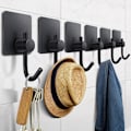 Miniatyrbilde 1 av 5: Selvklebende Kroker Kraftige, Veggkroker for Oppheng, Håndklekroker for Jakker/Morgenkåper/Håndklær for Montering på Badet, 6-Pakning, Svart