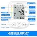 Miniatyrbild 4 av 5: Stor Manschett Automatisk Digital Blodtrycksmätare för Överarmen med LED-Display, Detektering av Oregelbunden Hjärtrytm & Hypertoni [JR]