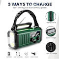 Miniatyrbillede 3 af 5: Nødradio med håndsving, solenergi og USB-opladning - 10000mAh batteri - NOAA/AM/FM vejrradio - LED-lommelygte og læselampe - SOS-alarm
