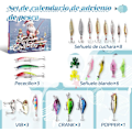 Miniatyrbillede 3 af 7: Jul 2024 Fiske Adventskalender - Fiskebeten Set, Fiskeudstyr til Voksne Mænd Drenge, Fisketilbehør (24 stk)