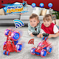 Miniatyrbillede 2 af 6: Spiderman fjernstyret bil RC biler legetøj, genopladelig stunt RC bil med 360 flips 4WD hjul lys